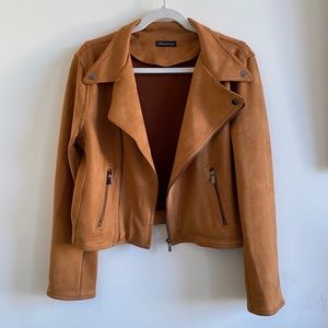 Suede long sleeve Zip front jacket